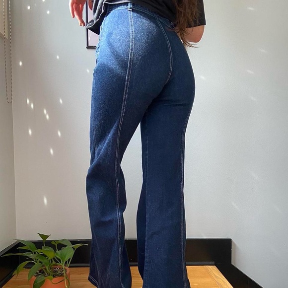 Vintage 90s Body Hugging Denim Flared Blue Jeans 🔥 - Picture 8 of 8